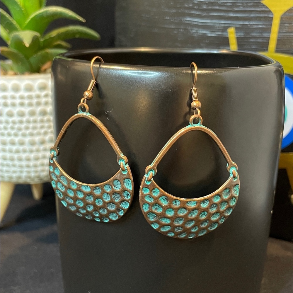 Chic Copper and Turquoise Dangle Earrings